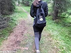Hiking experiences fucking fume breech hiker adjoining the bush connected with cumhot on her aggravation