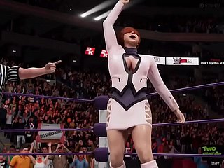 卡桑德拉（Cassandra）与苏菲蒂亚（Sophitia）vs shermie和ivy-可怕的结局！ -WWE2K19- WAIFU摔跤